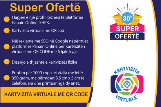 1000 Kartvizita Te Printuara Me QR Cod dhe aktivizimi i modulit  Kartvizita virtuale Me QR Cod per biznesin